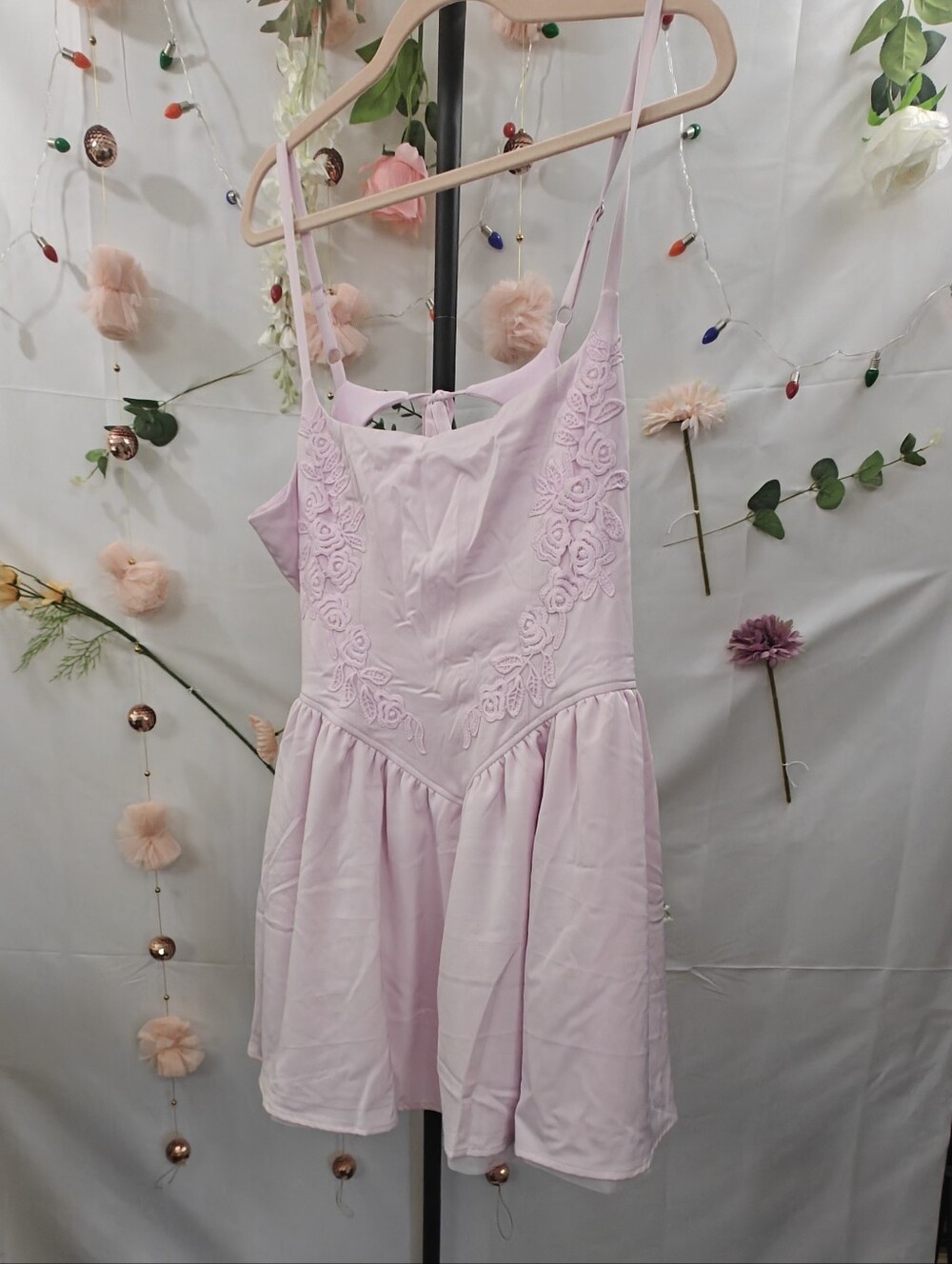 wild fable Light Pink Mini Dress with Lace Accents - Picture 3 of 3